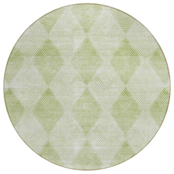 8' Round Mint Green Round Geometric Washable Non Skid Indoor Outdoor Area Rug