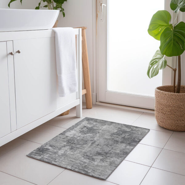 2' X 3' Gray Abstract Washable Non Skid Indoor Outdoor Area Rug
