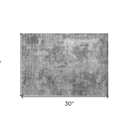 2' X 3' Gray Abstract Washable Non Skid Indoor Outdoor Area Rug