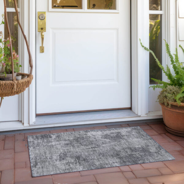 2' X 3' Gray Abstract Washable Non Skid Indoor Outdoor Area Rug