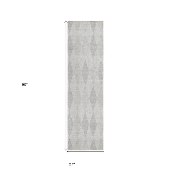 8' Runner Gray Geometric Washable Non Skid Indoor Outdoor Runner Rug