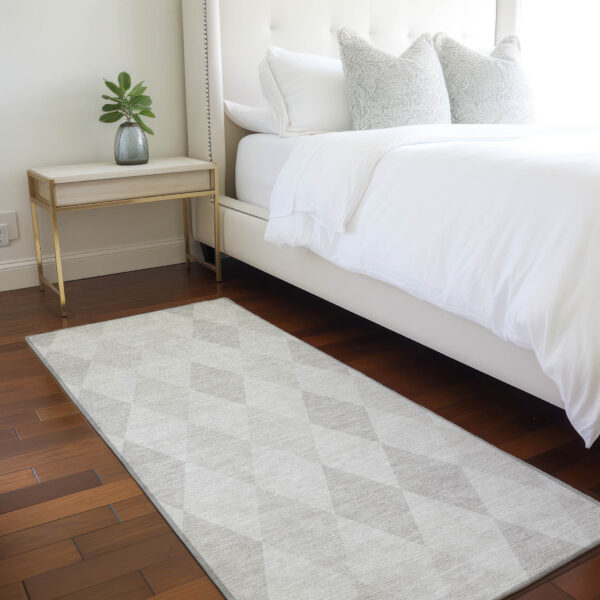 8' Runner Gray Geometric Washable Non Skid Indoor Outdoor Runner Rug