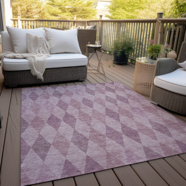 9' X 12' Blush Geometric Washable Non Skid Indoor Outdoor Area Rug