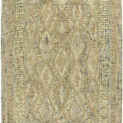 2' X 3' Tan Blue And Gray Wool Floral Tufted Handmade Stain Resistant Area Rug