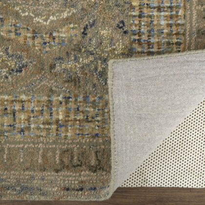 2' X 3' Tan Blue And Gray Wool Floral Tufted Handmade Stain Resistant Area Rug