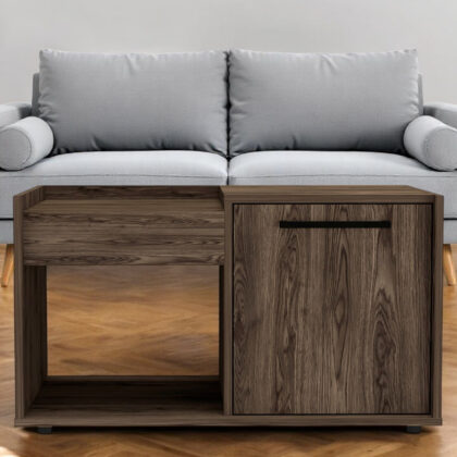 32" Brown Wood Coffee Table With Shelf