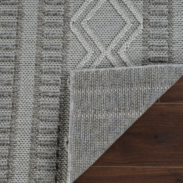 5' X 8' Beige and Gray Striped Distressed Indoor Outdoor Area Rug