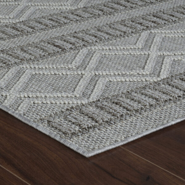 5' X 8' Beige and Gray Striped Distressed Indoor Outdoor Area Rug