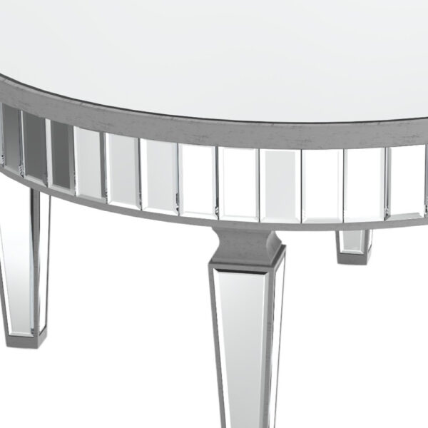 32" Silver Mirrored Glass Round Coffee Table