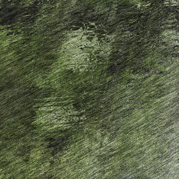 8' Green And Ivory Round Abstract Washable Indoor Outdoor Area Rug
