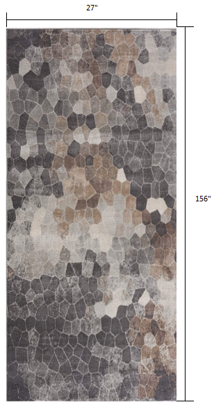 2’ x 13’ Beige Cobblestone Pattern Runner Rug