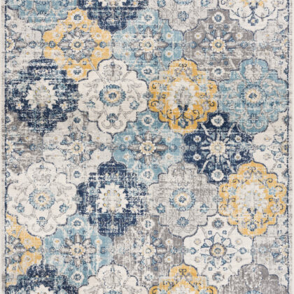 5' X 7' Blue Floral Dhurrie Area Rug