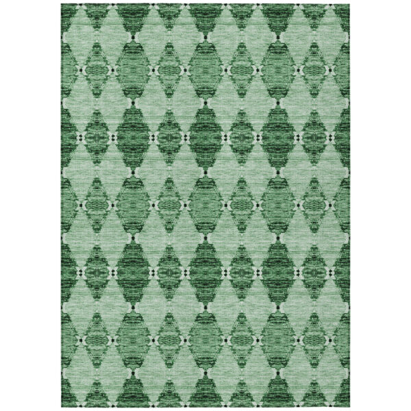 5' X 8' Emerald And Green Moroccan Washable Indoor Outdoor Area Rug