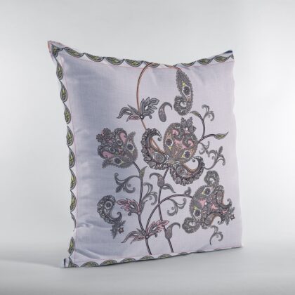 16” Gray White Wildflower Zippered Suede Throw Pillow