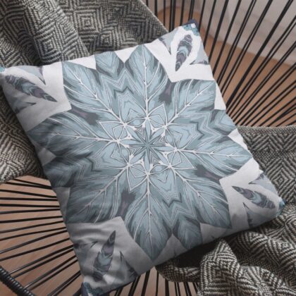 16" Blue Floral Forest Zippered Suede Throw Pillow