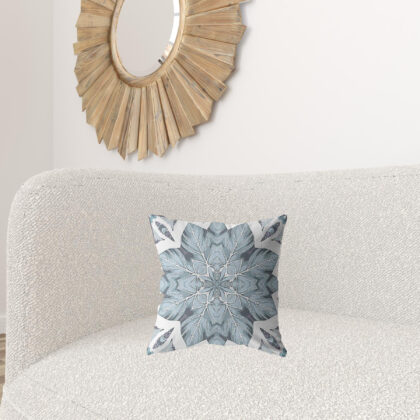 16" Blue Floral Forest Zippered Suede Throw Pillow