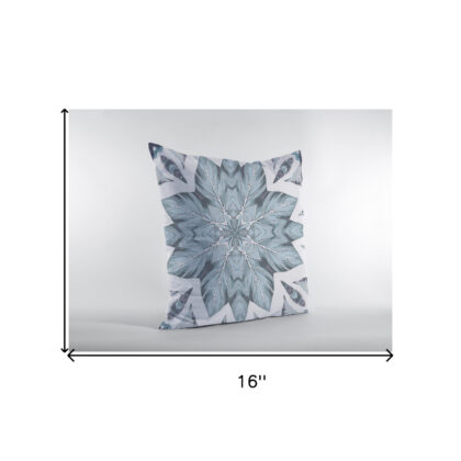 16" Blue Floral Forest Zippered Suede Throw Pillow