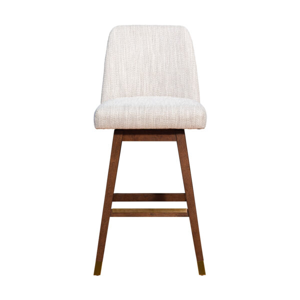 Beige and Brown Solid Wood Bar Height Swivel Bar Chair