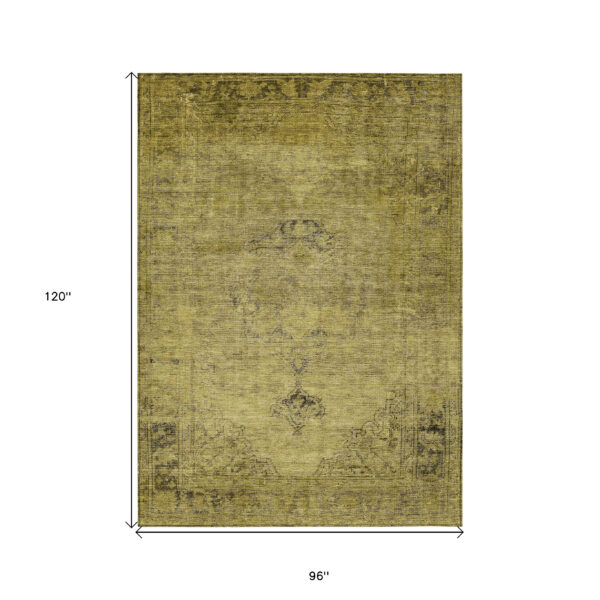 8' X 10' Gold Brown And Wheat Oriental Washable Indoor Outdoor Area Rug