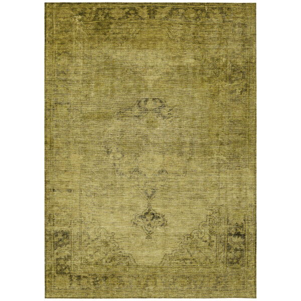 8' X 10' Gold Brown And Wheat Oriental Washable Indoor Outdoor Area Rug