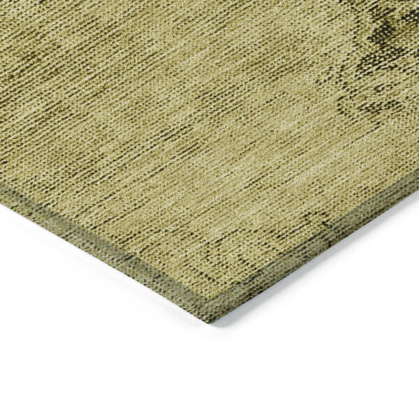 8' X 10' Gold Brown And Wheat Oriental Washable Indoor Outdoor Area Rug