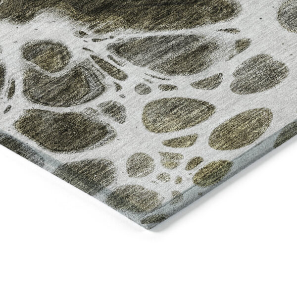 9' X 12' Chocolate Beige And Taupe Nautical Washable Indoor Outdoor Area Rug