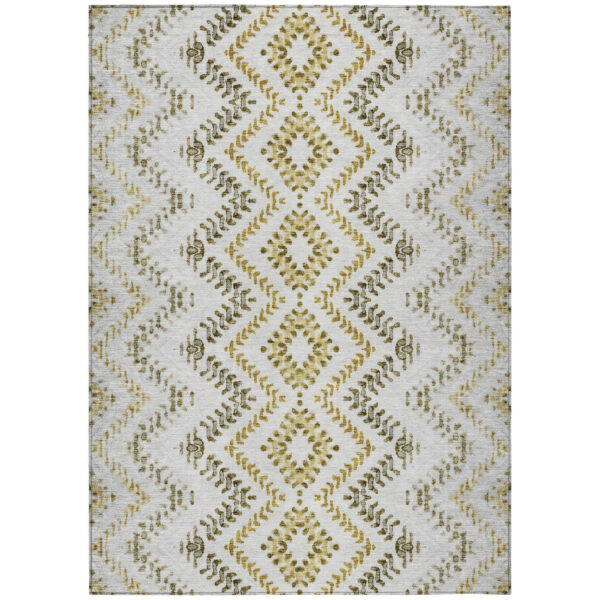 9' X 12' Taupe Brown And Ivory Geometric Washable Indoor Outdoor Area Rug