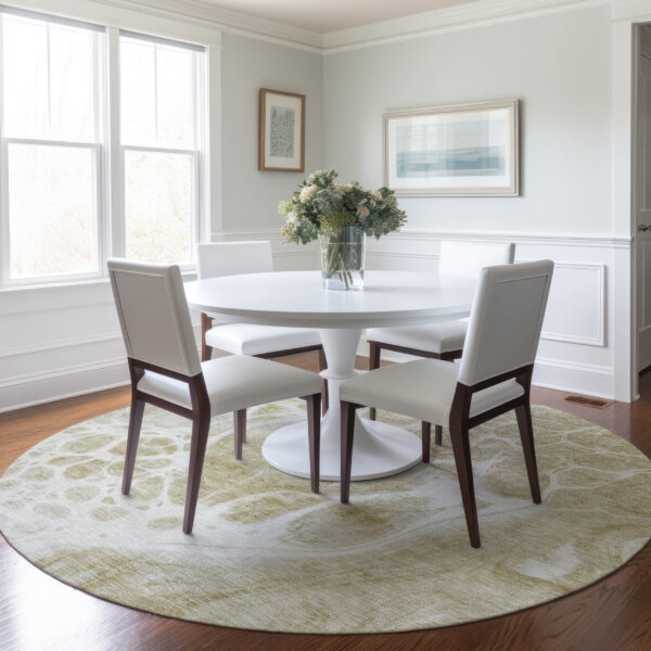 8' Taupe Beige And Ivory Round Nautical Washable Indoor Outdoor Area Rug