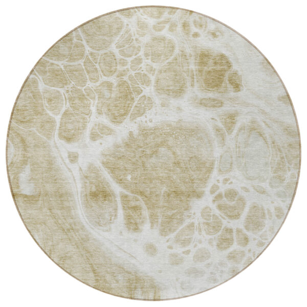 8' Taupe Beige And Ivory Round Nautical Washable Indoor Outdoor Area Rug