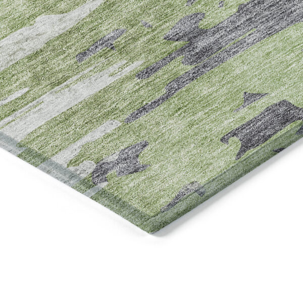 10' X 14' Green And Silver Abstract Washable Indoor Outdoor Area Rug