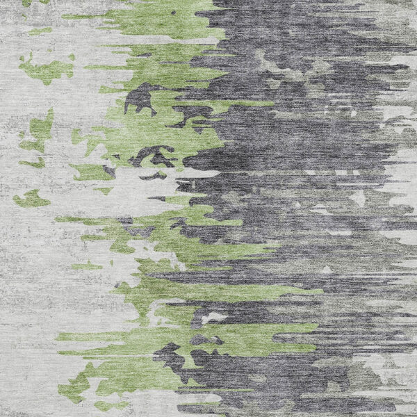 10' X 14' Green And Silver Abstract Washable Indoor Outdoor Area Rug