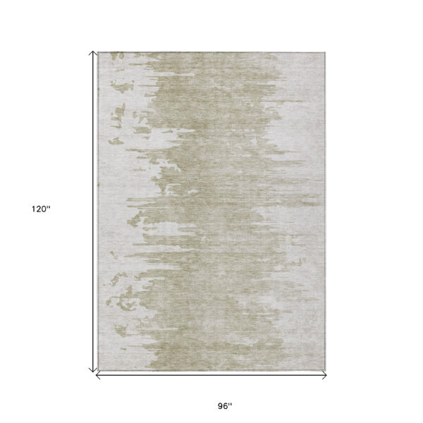 8' X 10' Taupe Beige And Tan Abstract Washable Indoor Outdoor Area Rug