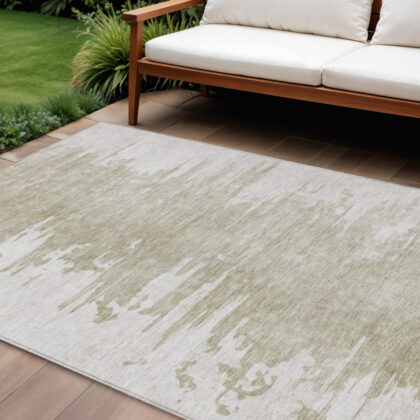 8' X 10' Taupe Beige And Tan Abstract Washable Indoor Outdoor Area Rug