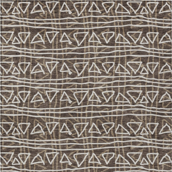 3' X 5' Chocolate And Ivory Geometric Washable Indoor Outdoor Area Rug