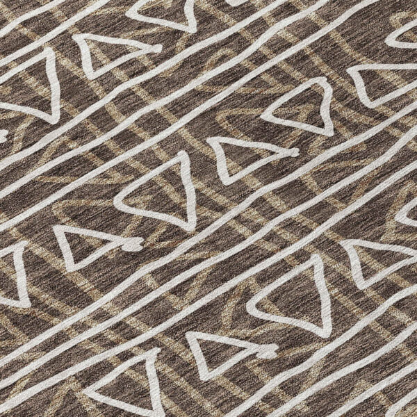 3' X 5' Chocolate And Ivory Geometric Washable Indoor Outdoor Area Rug