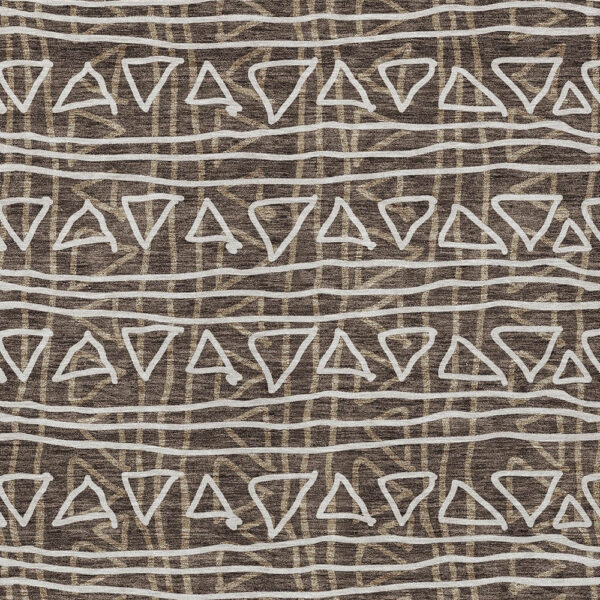 3' X 5' Chocolate And Ivory Geometric Washable Indoor Outdoor Area Rug