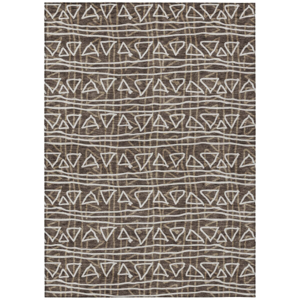 3' X 5' Chocolate And Ivory Geometric Washable Indoor Outdoor Area Rug
