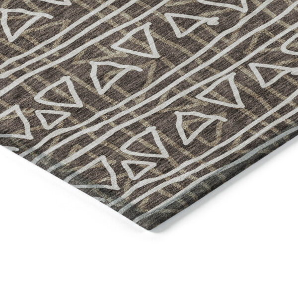 3' X 5' Chocolate And Ivory Geometric Washable Indoor Outdoor Area Rug