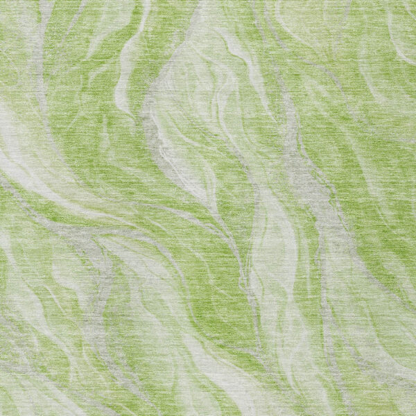 10' X 14' Green And Ivory Abstract Washable Indoor Outdoor Area Rug