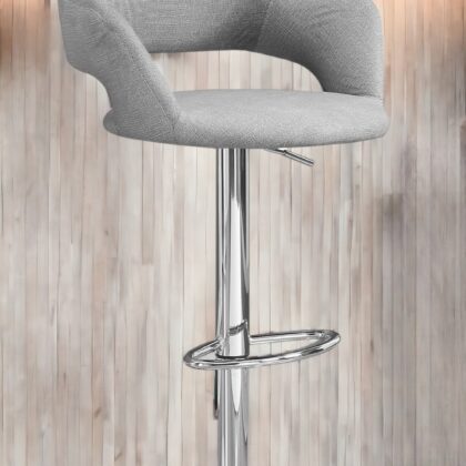 Light Gray and Silver Metal Low Back Bar Chair
