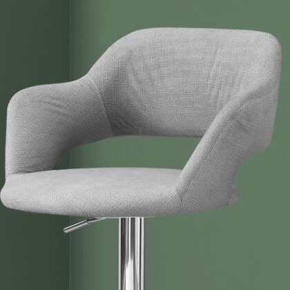 Light Gray and Silver Metal Low Back Bar Chair