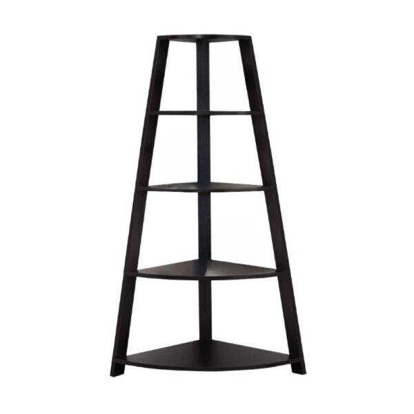 Black Wood Four Tier Corner Bookcase