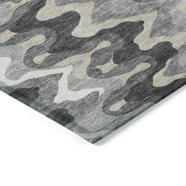 3' X 5' Gray Silver And Charcoal Abstract Washable Indoor Outdoor Area Rug