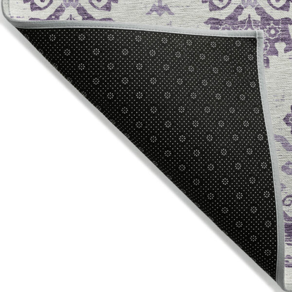 3' X 5' Purple Silver And Lilac Oriental Washable Indoor Outdoor Area Rug