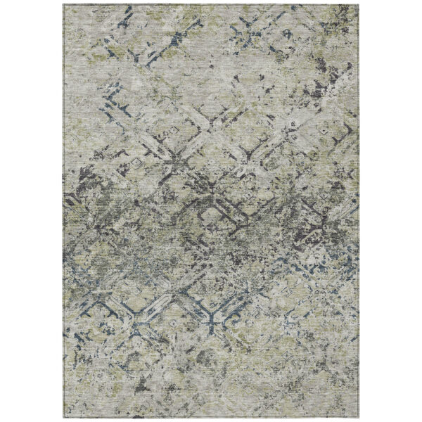9' X 12' Silver Gray And Charcoal Geometric Washable Indoor Outdoor Area Rug