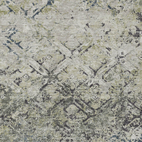 9' X 12' Silver Gray And Charcoal Geometric Washable Indoor Outdoor Area Rug