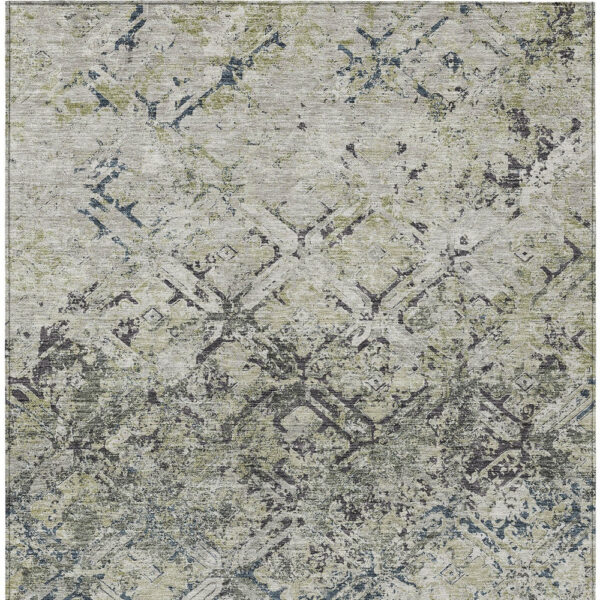 9' X 12' Silver Gray And Charcoal Geometric Washable Indoor Outdoor Area Rug