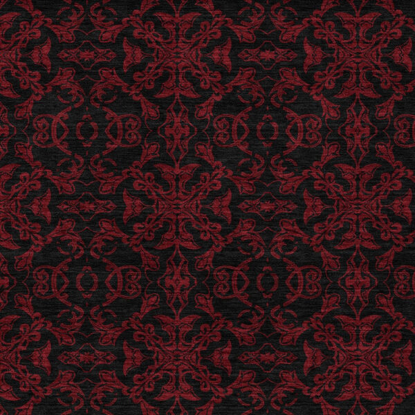 8' X 10' Red And Black Medallion Washable Indoor Outdoor Area Rug