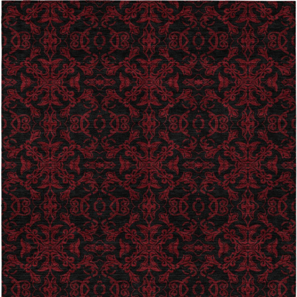 8' X 10' Red And Black Medallion Washable Indoor Outdoor Area Rug
