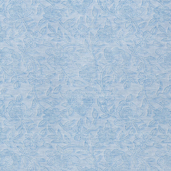10' X 14' Sky Blue And Blue Floral Washable Indoor Outdoor Area Rug